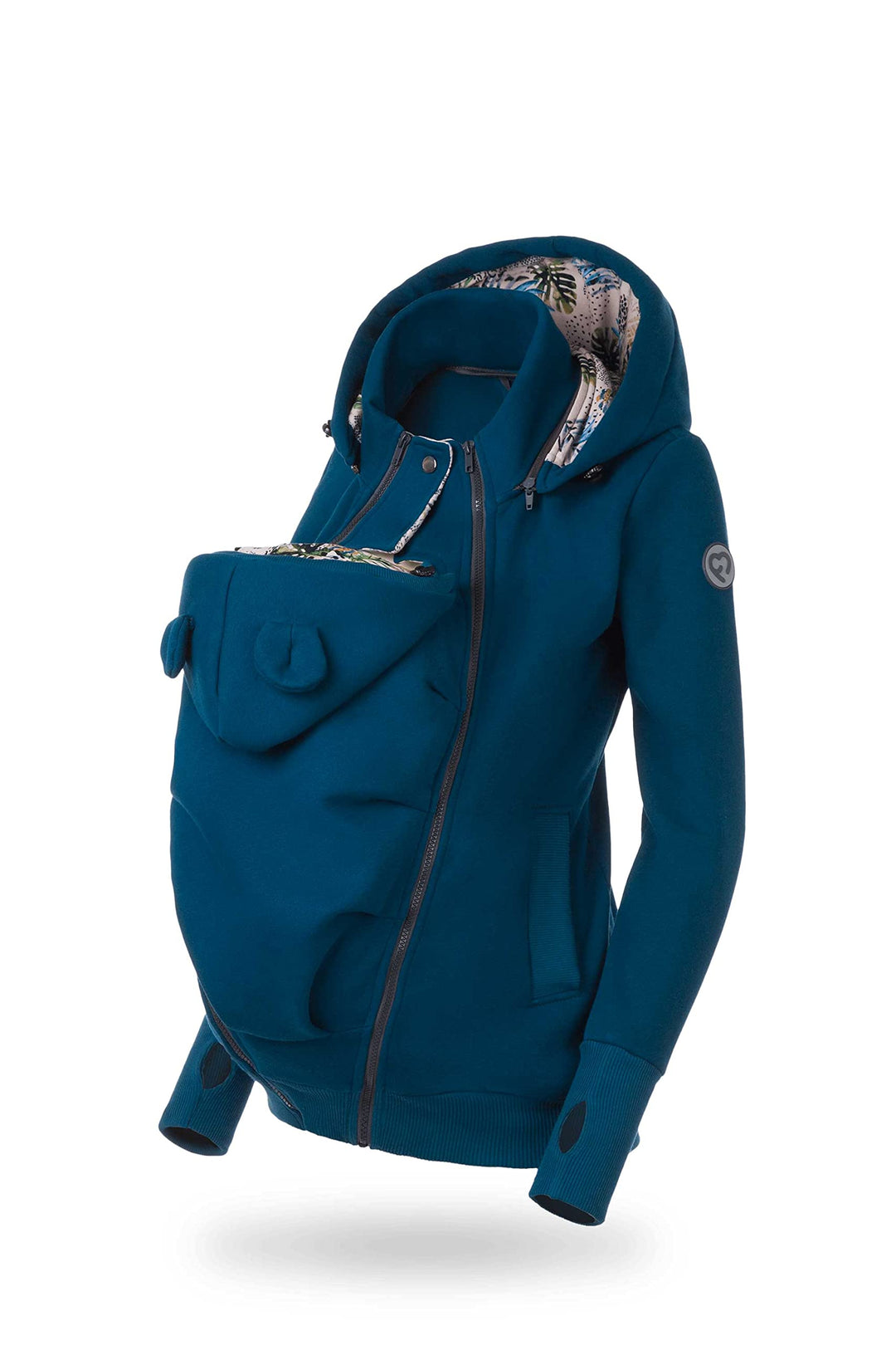 fun2bemum Pola 4in1 Baby Tragejacke für Mama Känguru Kapuze VORNE/HINTEN XL Petrol, XL Petrol