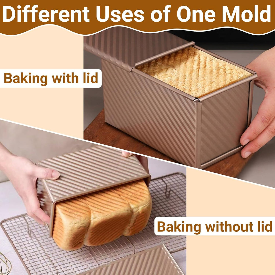 2 Stück Brotbackform mit Deckel – Antihaft Toastbrot Backform mit Deckel, Kastenform mit Deckel für