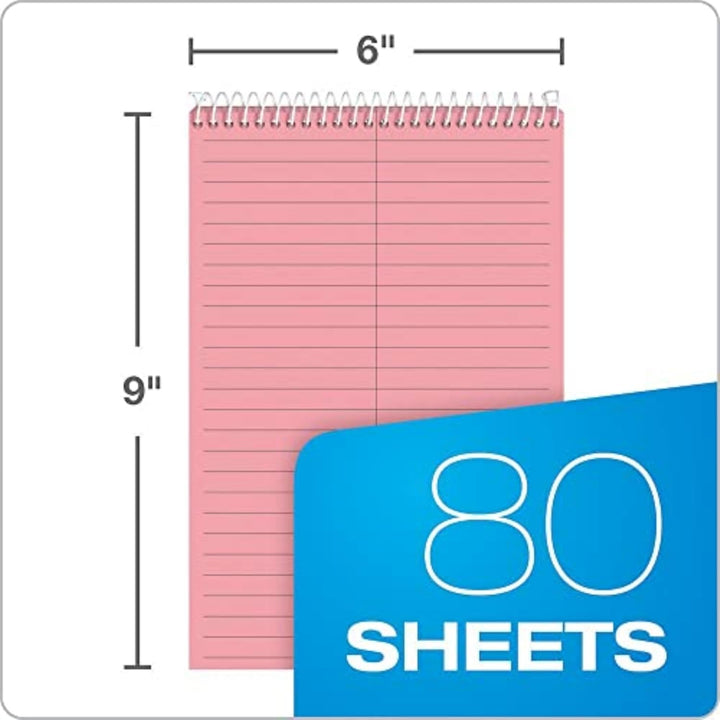 Tops Prism Steno Books, 15,2 x 22,9 cm, Gregg Lineal, rosa Papier, perforiert, 80 Blatt, 4 Stück (80