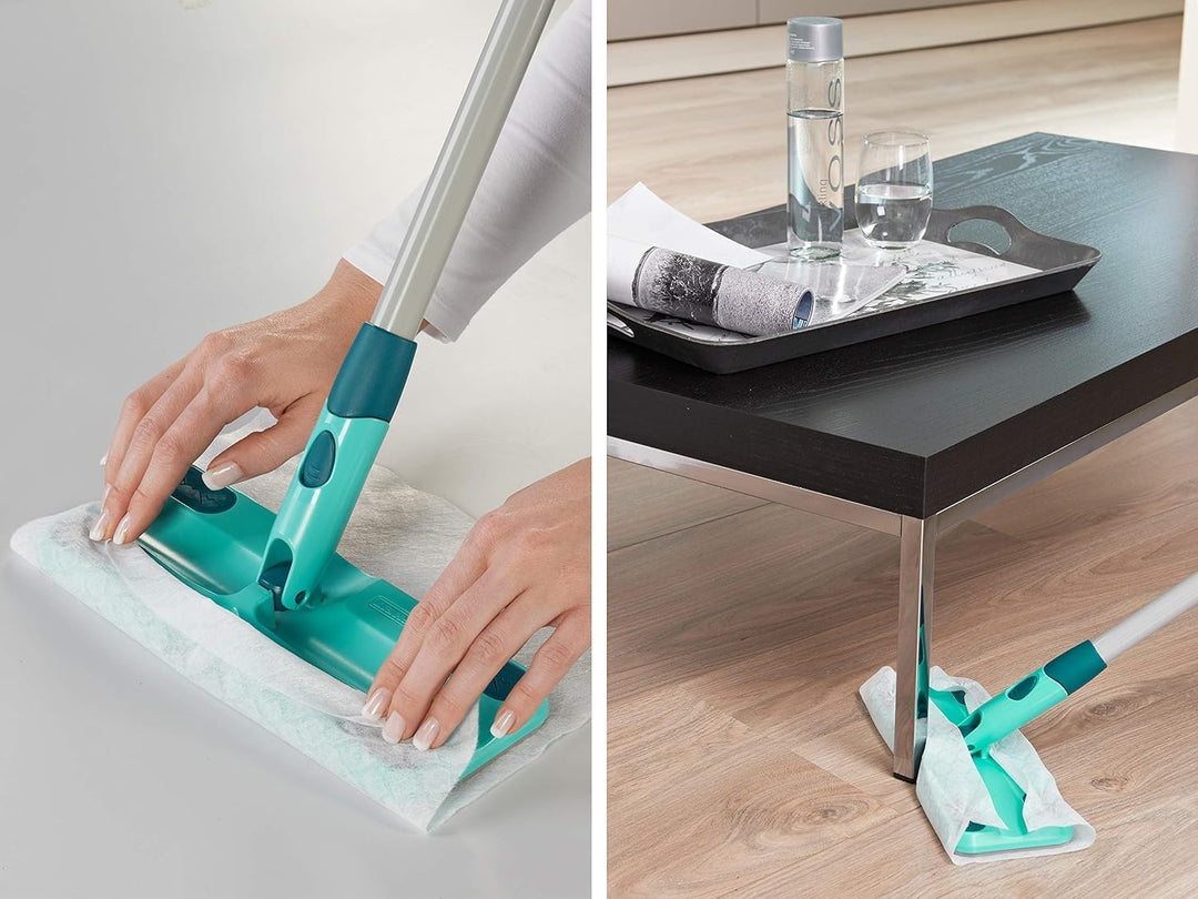 Leifheit Set Clean and Away, Bodenwischer für die schnelle Trockenreinigung, inklusive fünf Staubtüc