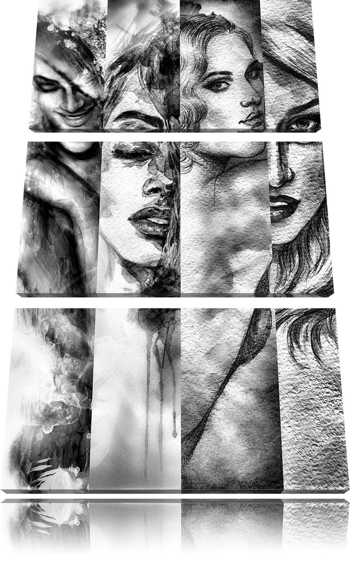 Pixxprint Haar Frisuren als Leinwandbild/Grösse: 3 Teilig (120x80 cm) cm/Wandbild/Kunstdruck/fertig