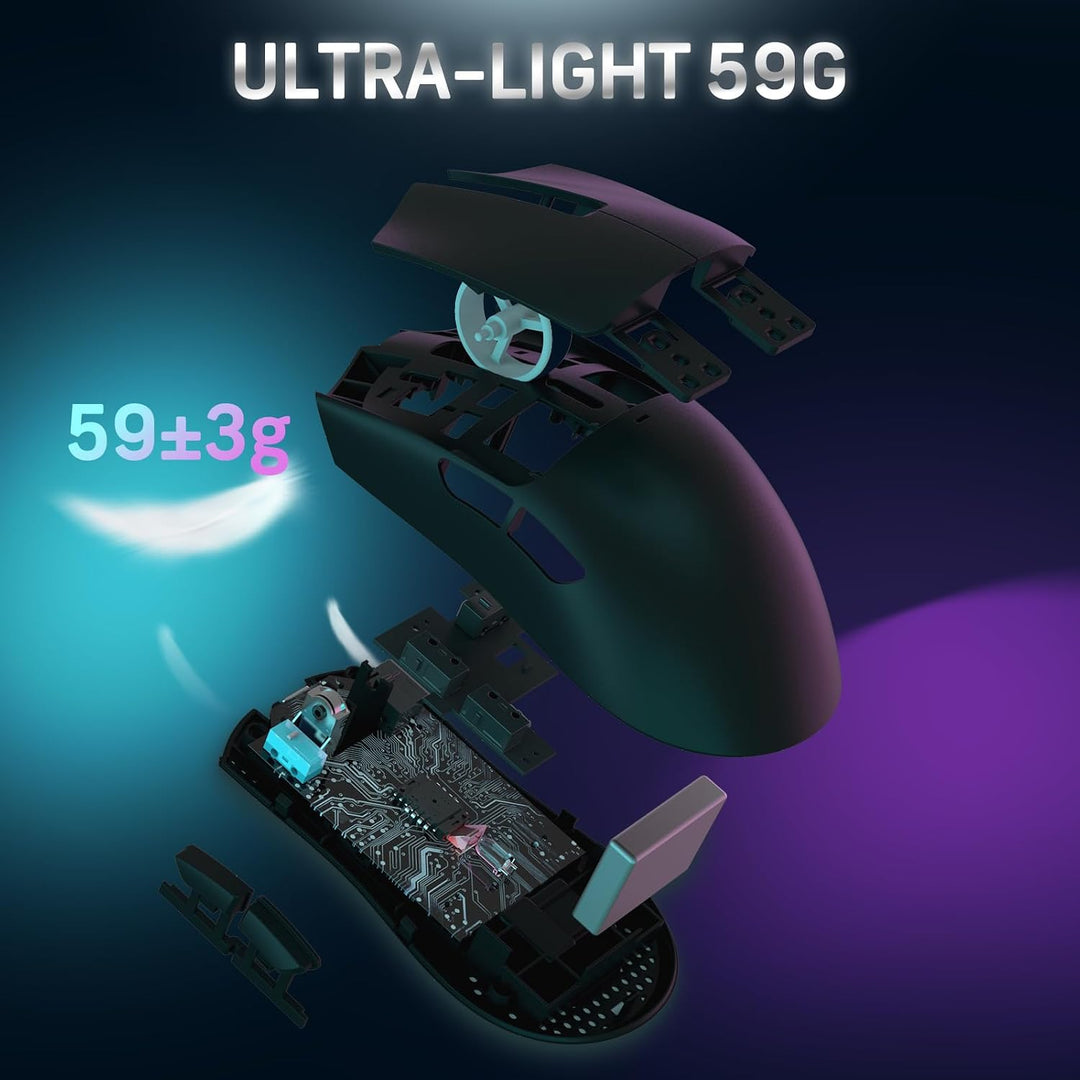 LexonElec x Attack Shark X11 Kabellose Gaming-Maus mit RGB Magnetische Ladestation, PixArt PAW3311-S