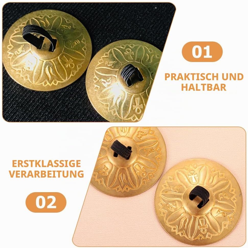 Amosfun 2 Paar Fingerbecken Kupfer Zills FüR Bauchtanz Und Kinderpartys, Goldene Fingerzimbeln Mit G