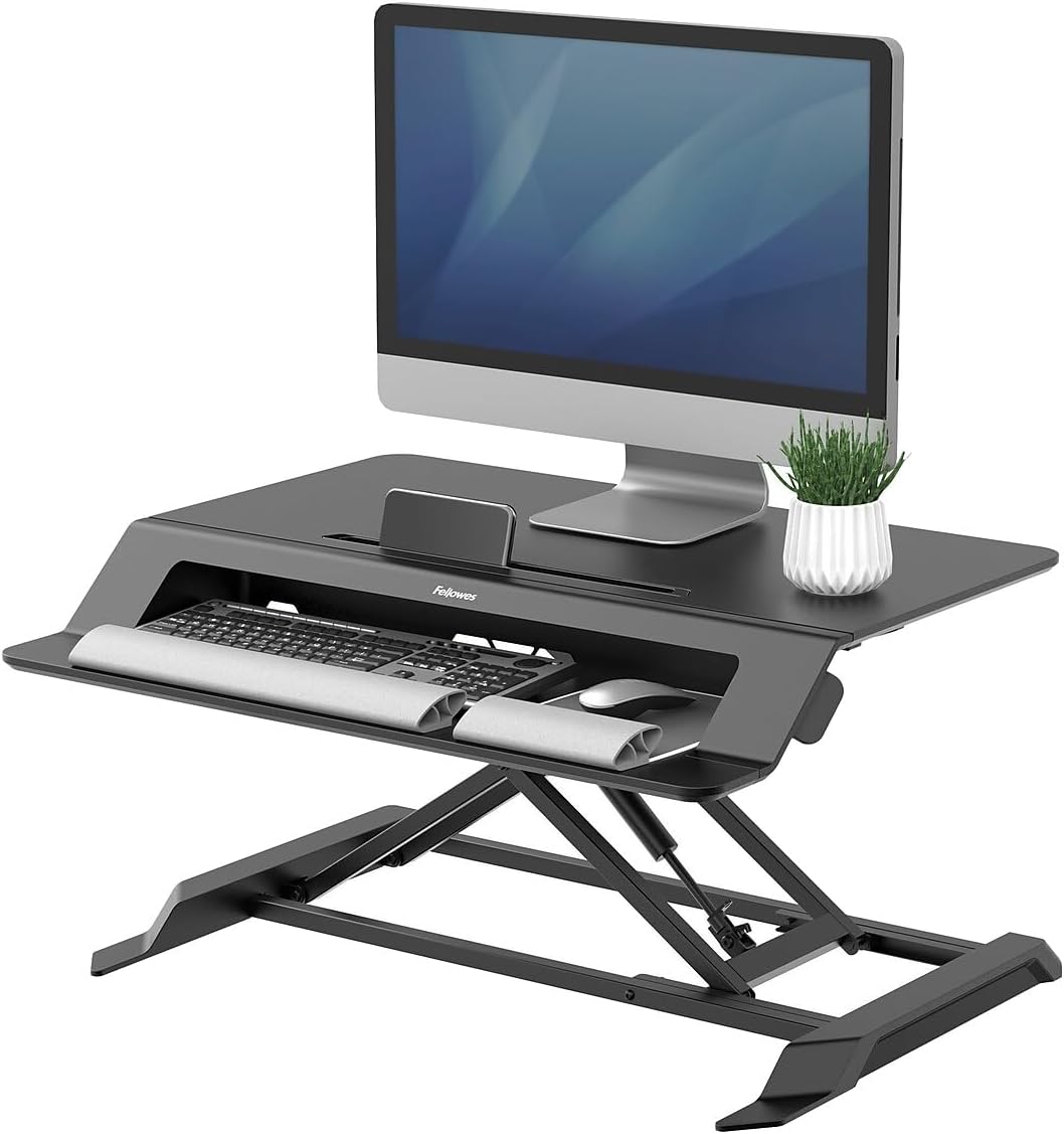 Fellowes Lotus LT höhenverstellbare Sitz-Steh Lösung für den Schreibtisch mit Gasfeder Büro, Büro