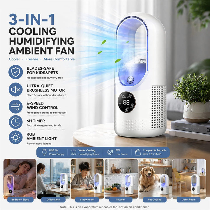 Tragbarer Klimaanlagenventilator, leiser Klimaanlagenventilator mit 6 Geschwindigkeiten, Mini-Ventil
