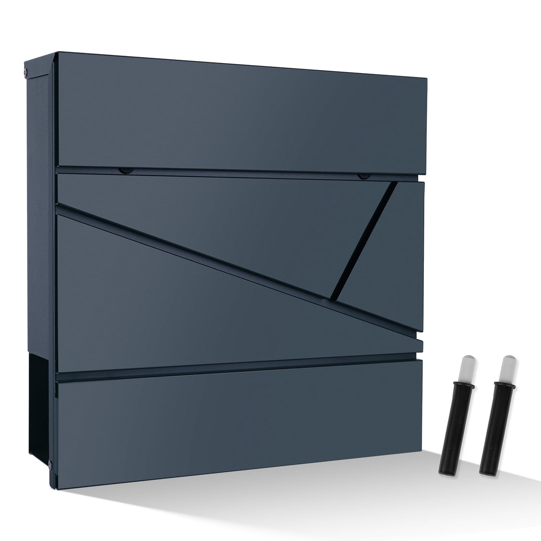 bobodeco Moderner Briefkasten in Anthrazit RAL 7016 - Briefkästen, Postkasten mit Sichtfenster, Wand