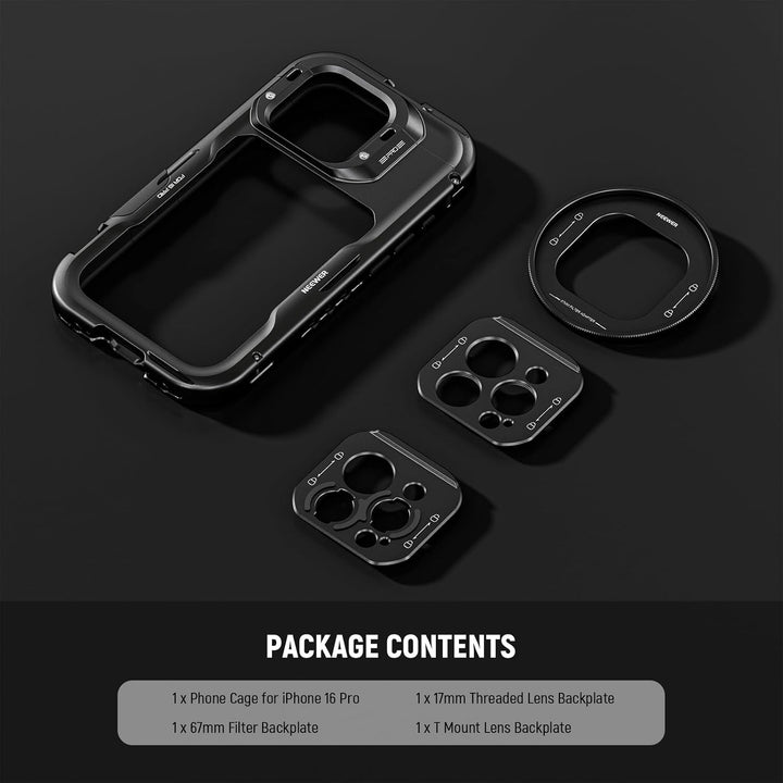 NEEWER 16 Pro Käfig Cage Schnellverschluss Video Rig Stabilisator kompatibel mit iPhone 16 Pro mit 6