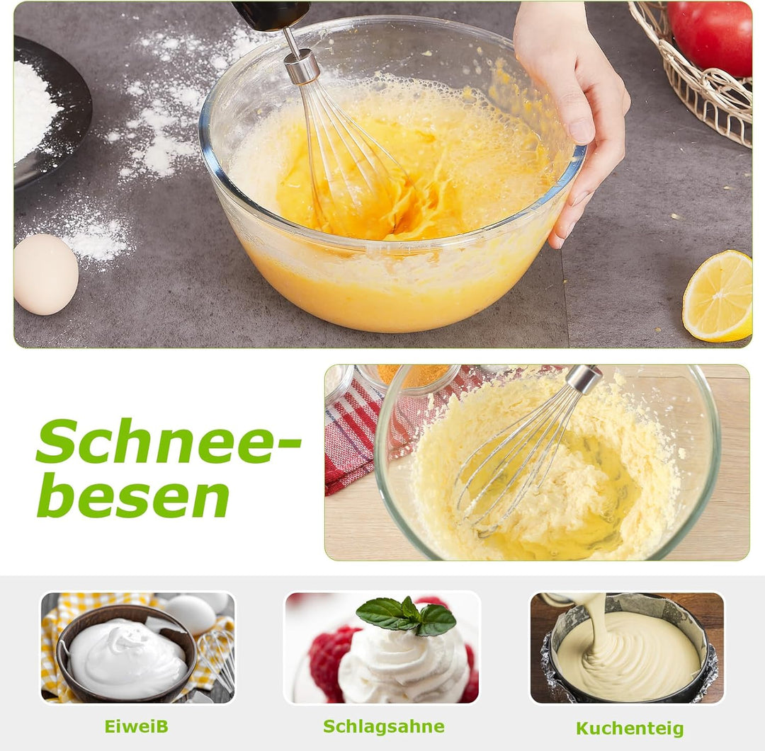 Bonsenkitchen Stabmixer 4-in-1, 1000W Elektrischer Pürierstab mit stufenloser Geschwindigkeitsregelu