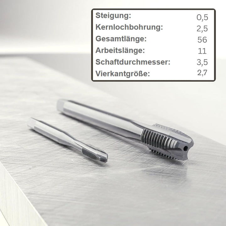 GSR PROFI Maschinengewindebohrer M3, Gewindeschneider für Edelstähle DIN 371, HSSE-VAP Metallbohrer,