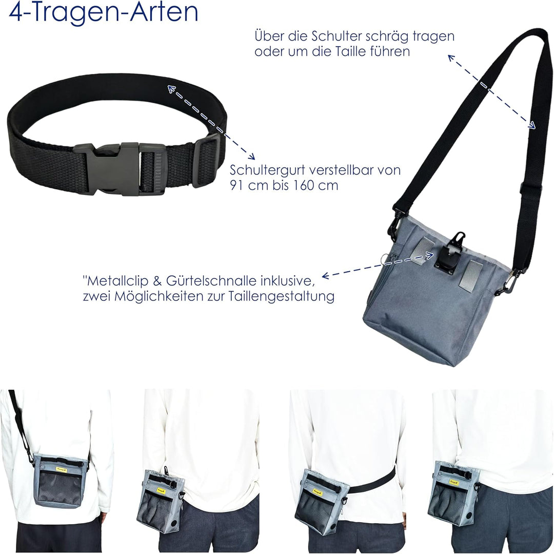 Raisingwell Leckerlitasche für Hunde, Multifunktions-Gassi Tasche mit Silikonbeutel, Futterbeutel fü