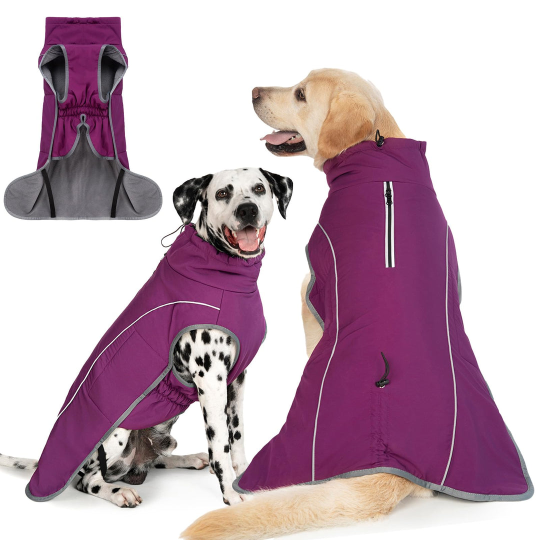 Hundemantel Warm Wasserdicht Hundejacke Winter Fleecemantel Hund Regenjacke Reflektierend mit Reissv