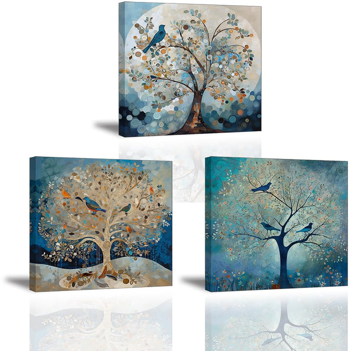 Piy Painting Blauer Baum Leinwandbild Abstrakte Moderne Wohnzimmerbilder Kunstdrücke auf Leinwand Um