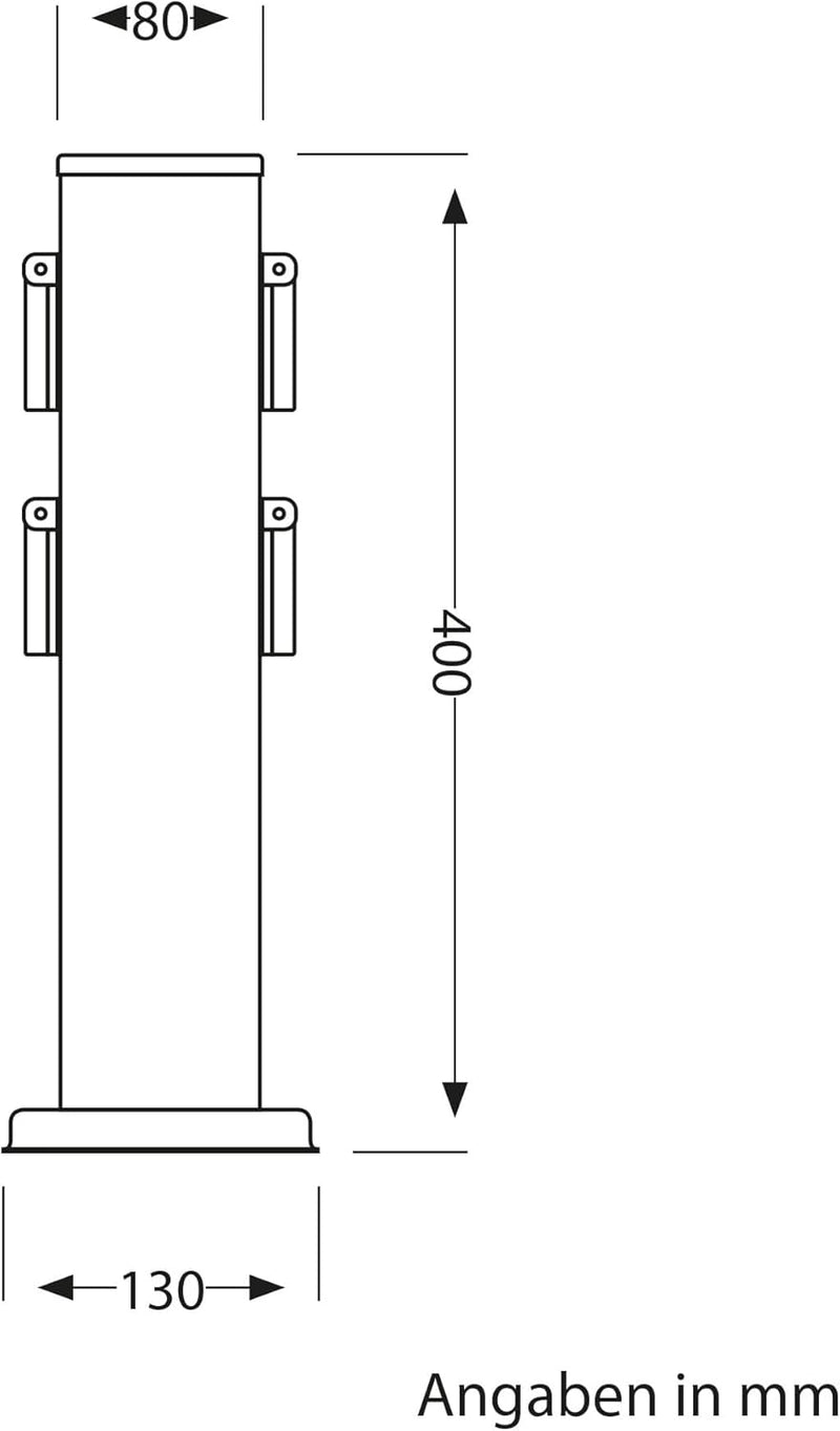 ledscom.de Garten Steckdosensäule Polly, Outdoor, IP44, 4-Fach, schwarz, eckig, 38 cm, 2 STK. 2 Stüc