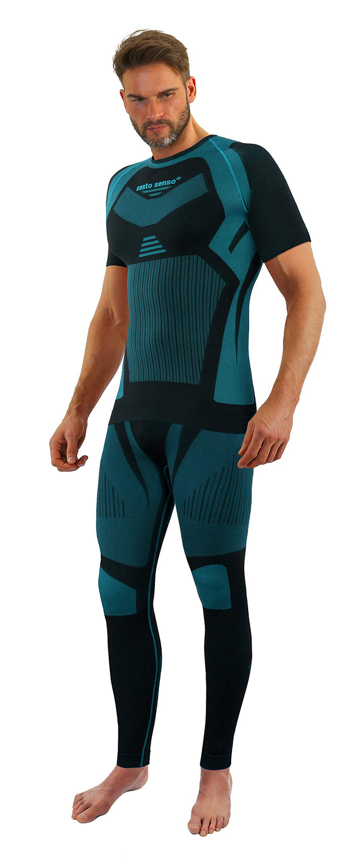 sesto senso Herren Funktionsunterwäsche Set Kurzarmhemd Leggings Schnelltrocknend Skiunterwäsche M G