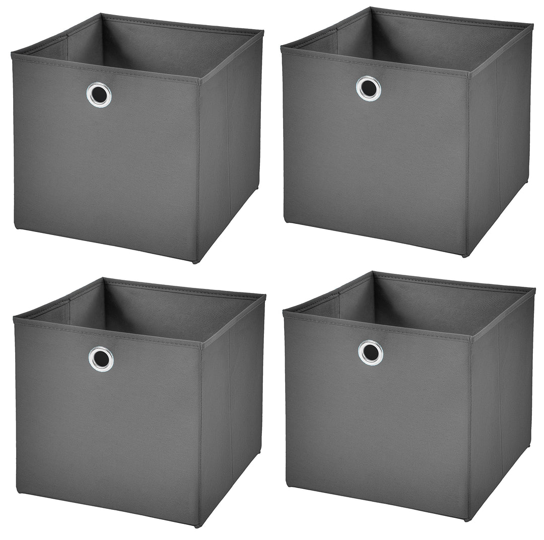 Stick&Shine 4X Aufbewahrungs Korb Dunkelgrau Faltbox 33 x 33 x 33 cm Regalkorb faltbar, Dunkelgrau