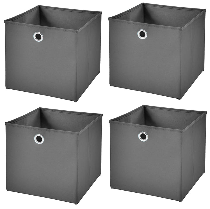 Stick&Shine 4X Aufbewahrungs Korb Dunkelgrau Faltbox 33 x 33 x 33 cm Regalkorb faltbar, Dunkelgrau