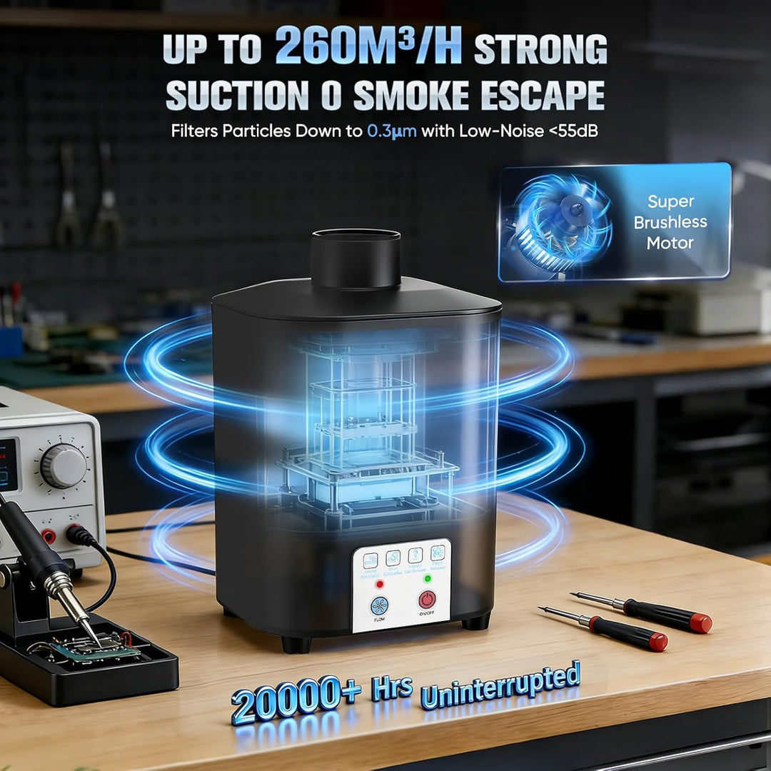 Lötrauchabsaugung Laser Absaugung 50W 128 m³/h Schweissrauchabsauger Lötdampfabsauger mit 3-Stufen-F
