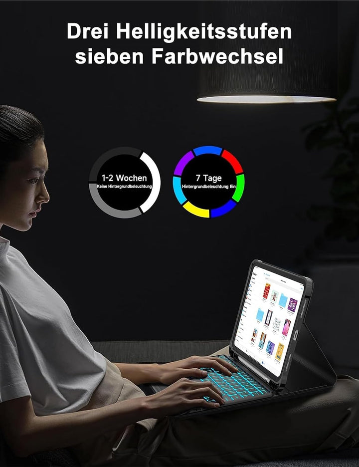 Tastatur Hülle für Samsung Galaxy Tab S10 FE 10.9 Zoll, Kompatibel Samsung Galaxy Tab S9 FE, 7 Farbe
