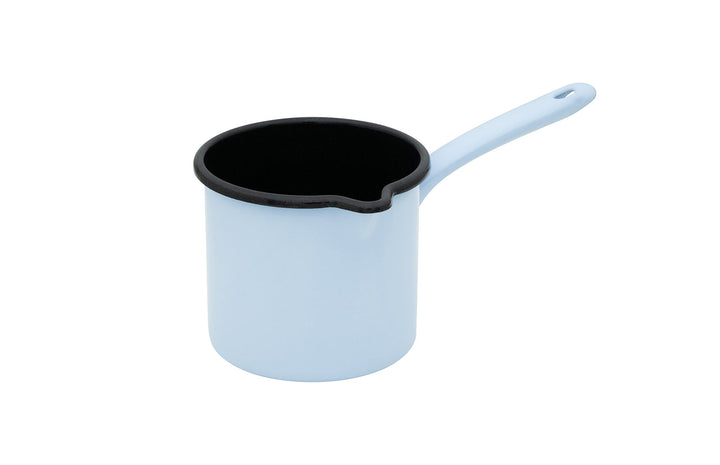 Riess, 0285-028, Schnabeltopf mit Stiel 12cm,1L, BACKEMAILLE BLAU, LBH 24,8x15,2x13,7 cm, Gew. 0,495