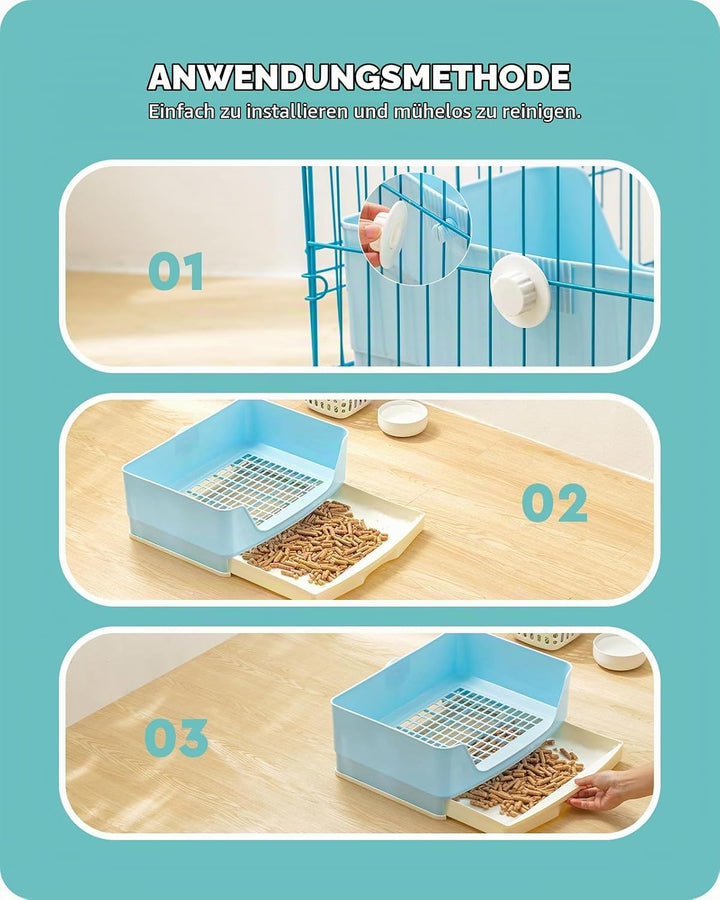 Baffect Kaninchentoilette, Hasentoilette Mit Abnehmbarem Tablett (Blau) | Toilette FüR Kaninchen, Ra