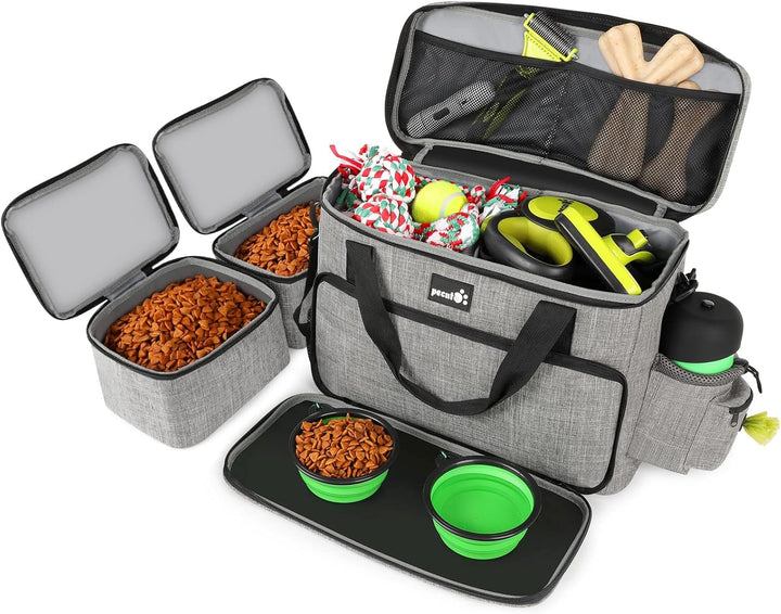 Pecute Hunde Reisetasche Grosse Hundetasche, Haustier, mit 2 Aufbewahrungstaschen und 2 Hundenäpfe,