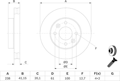 Bosch BD221 Bremsscheiben - Vorderachse - ECE-R90 Zertifizierung - zwei Bremsscheiben pro Set