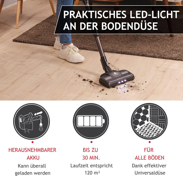Hoover Akku-Staubsauger ohne Beutel + Knick-Gelenk – bis zu 120 m² mit 1 Akkuladung I Staubsauger ka