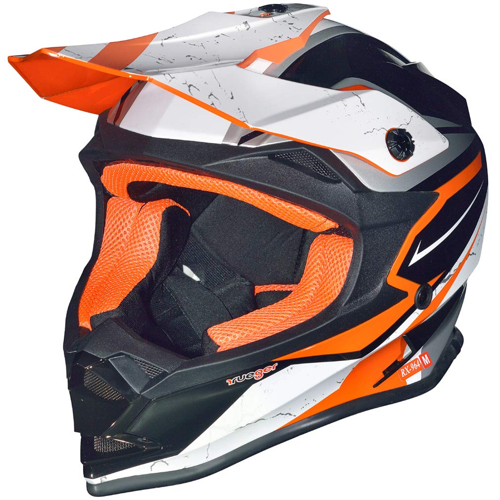 RK-652 Kinder Crosshelm Endurohelm Motorradhelm Roller Quad Helm Kinderhelm Light Orange L (59-60),