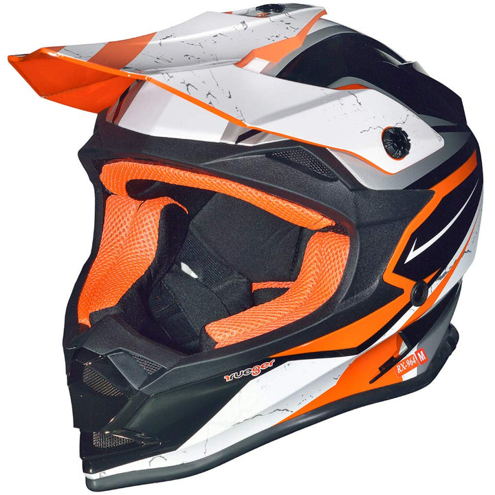 RK-652 Kinder Crosshelm Endurohelm Motorradhelm Roller Quad Helm Kinderhelm Light Orange L (59-60),