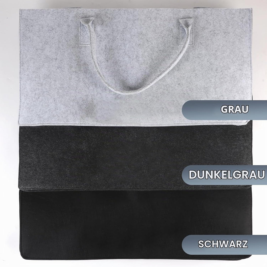 2 Stk. Filztasche XXL, 61 × 32 × 32 cm, 60L Filz Shopper Gross mit Henkel, Tasche aus Filz Faltbare,