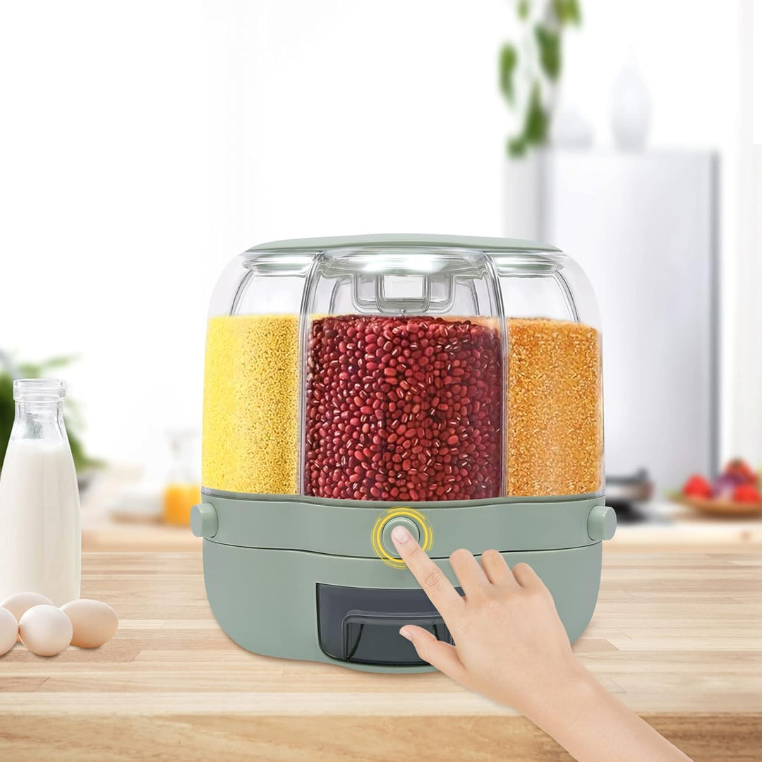 Müslispender 360° drehbar, 6-in-1 Müslibehälter Cerealienspender Cornflakes Spender, Sichtbares Desi