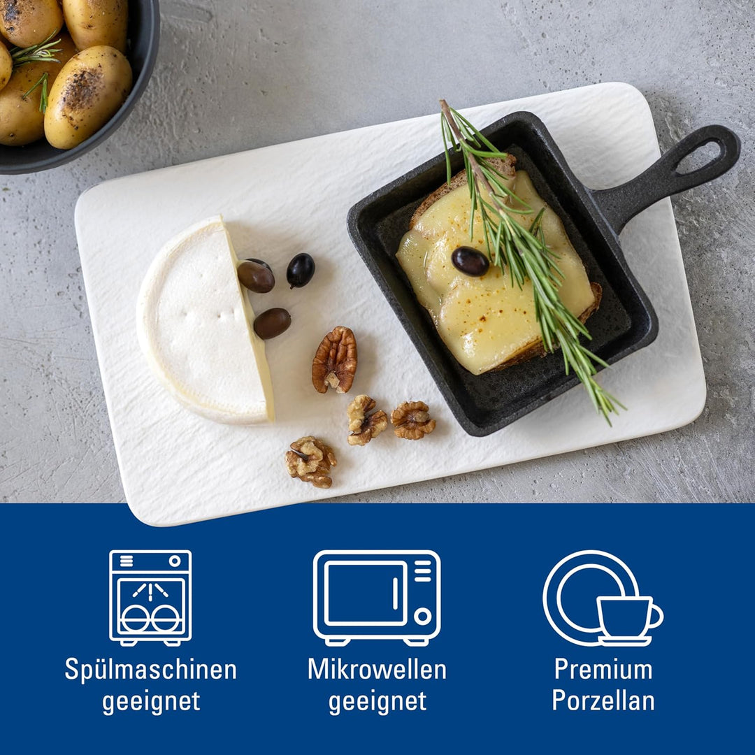 Villeroy und Boch - Manufacture Rock blanc Servierplatte rechteckig, weisse Präsentationsplatte für