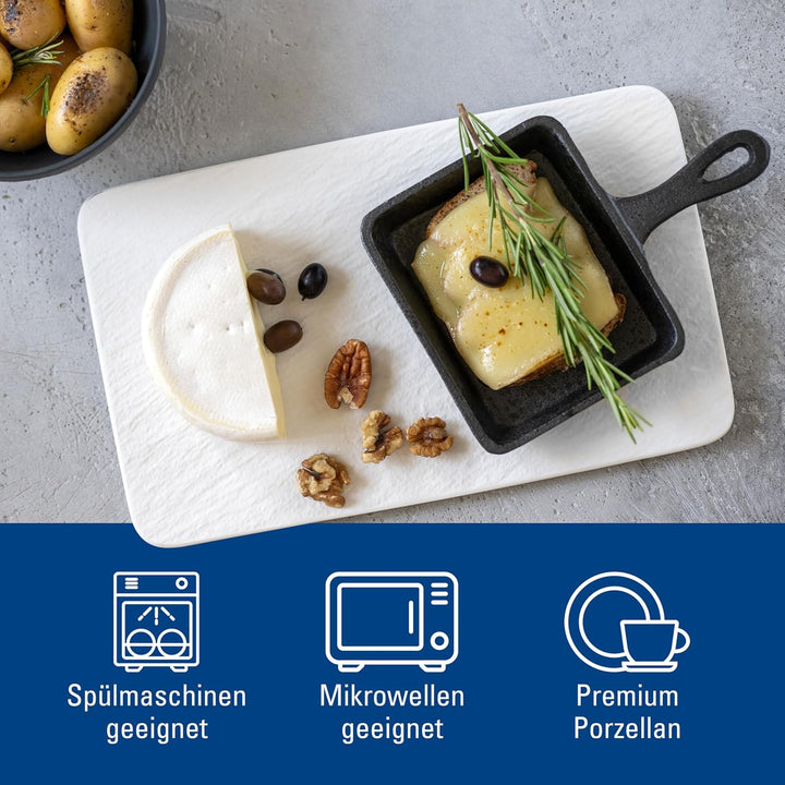Villeroy und Boch - Manufacture Rock blanc Servierplatte rechteckig, weisse Präsentationsplatte für