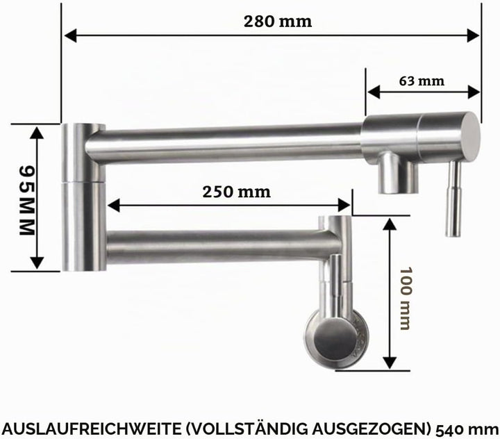 HomeLava Faltbar Wasserhahn Küche Wandmontage Topffüller Spültischarmatur Einhand Küchenarmatur Kalt