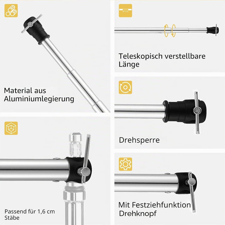 Selens 120-300cm Hintergrundständer Querstange Verstellbarer Hintergrund Ständer Backdrop Stand Silb