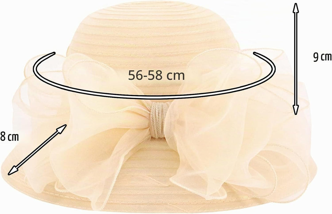 Naimo Damen Organza Kirche Kentucky Derby Fascinator Hut Elegante Schleife Breite Krempe Brauthut Te