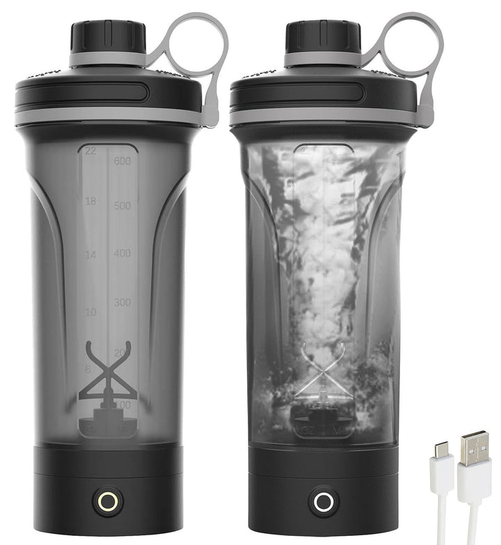 PEARL sports Eiweiss Mixer: 2er-Set Akku-Protein- und Milchshaker, 600 ml, spülmaschinenfest (akkube