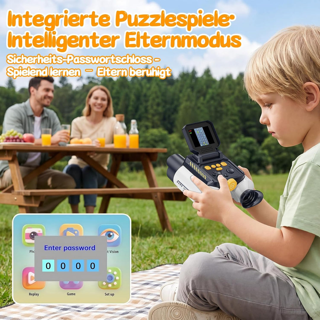 Interaktives Fernglas Kinder mit Nachtsicht, Kamera, Video(Weiss) | Kinderfernglas mit 10-facher Ver