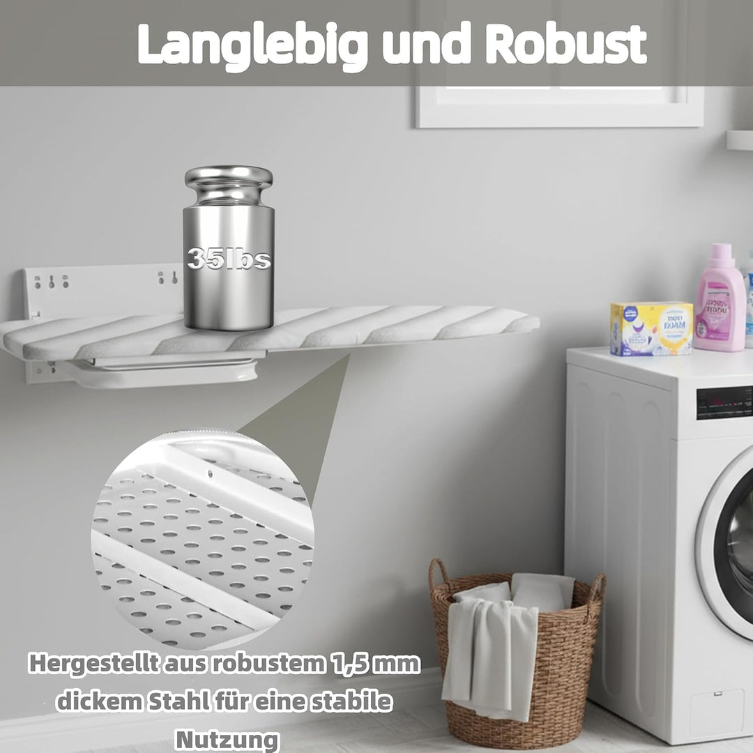 uyoyous Wandmontage Bügeltisch mit hitzebeständiger Baumwollbezug Klappbar Platzsparende 95x 30 cm B