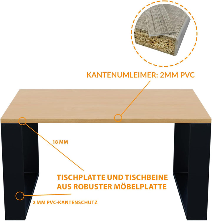 AKKE Couchtisch Wohnzimmertisch Beistelltisch Tisch Für Wohnzimmer Bayerische Buche 80 x 50 x 55 L:8
