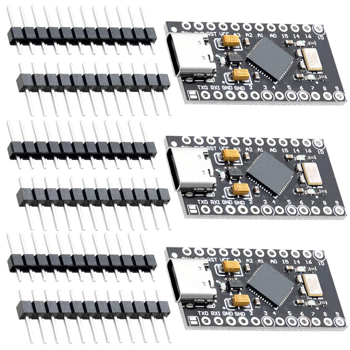 AZDelivery 3 x Pro Micro ATMEGA32U4 5V/16MHZ Entwicklungsboard Mikrocontroller Modul mit Bootloader