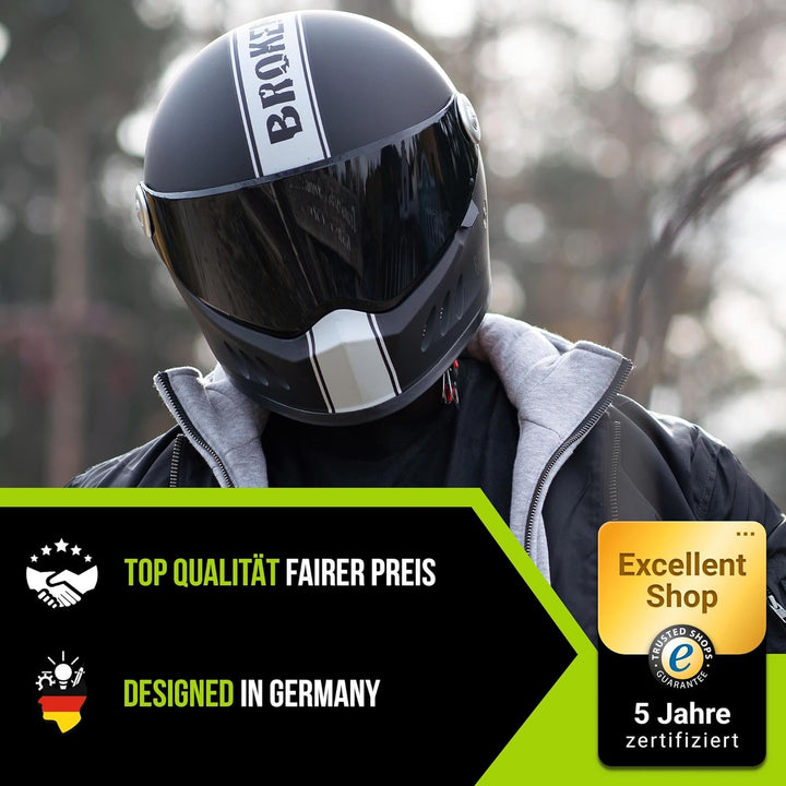 Broken Head Hated and Proud - Motorrad-Helm incl. schwarzem Visier - der Helm für Dein Naked-Bike, D