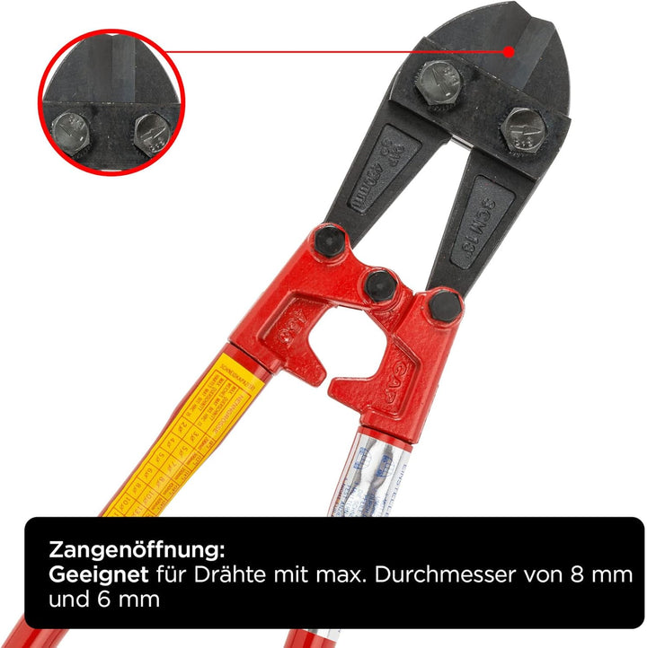 kwb Bolzenschneider in 450 mm, mit auswechselbaren Backen, stabiler Stahlrohr-Stiel mit Kunststoffgr