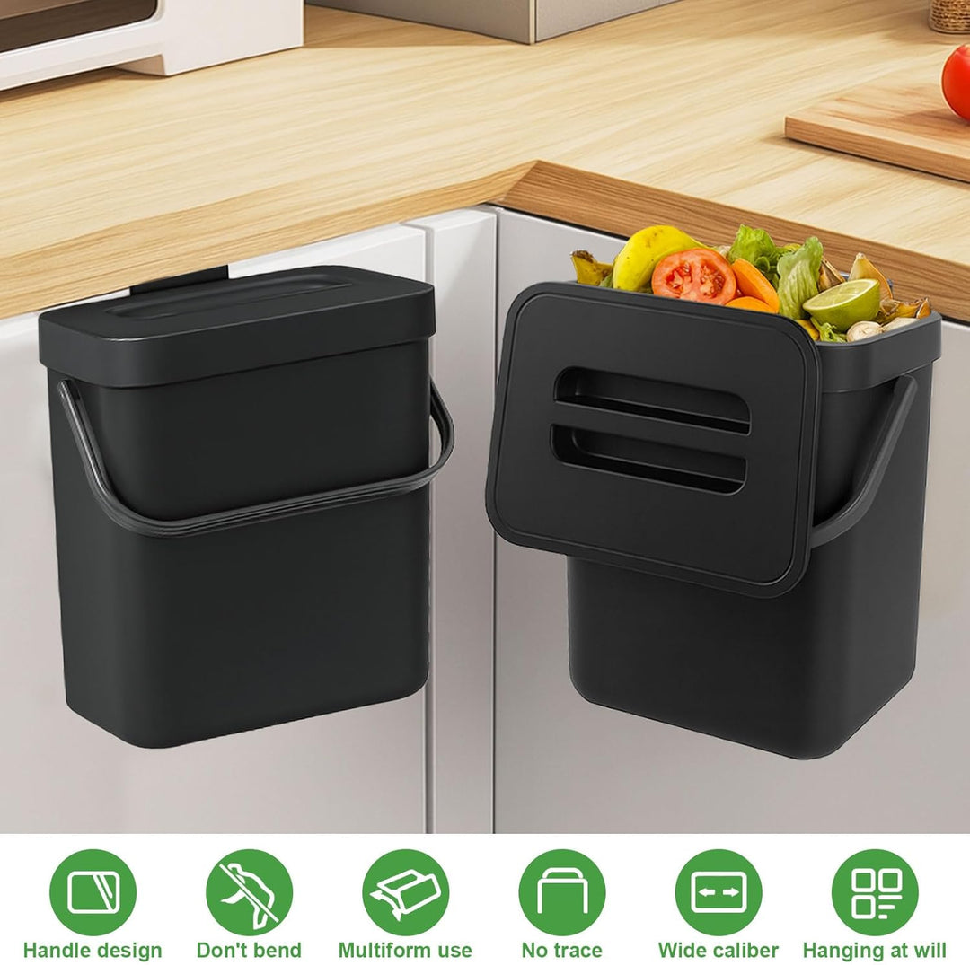 Zyluniy Komposteimer Küche 3L, Biomülleimer Küche Klein, Hängend Biomülleimer, Kleiner Mülleimer für