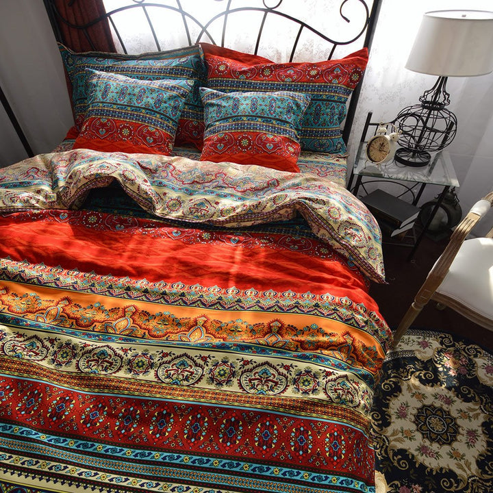 Qucover Bunt Bettwäsche 135x200 Boho Stil aus 100% Baumwolle Bohemian Bettbezug mit Reissverschluss