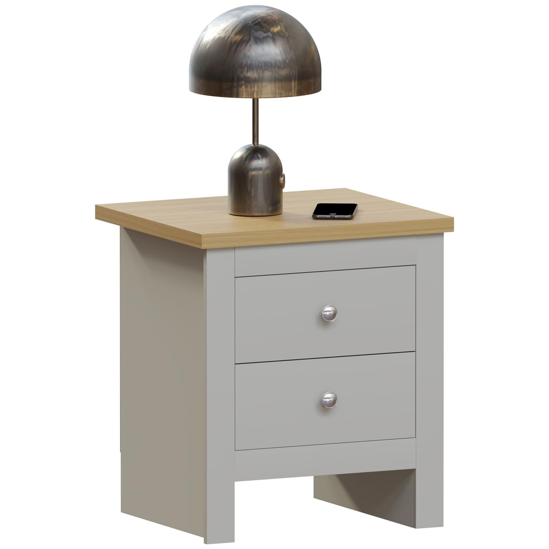 Vida Designs Nachttische, MDF, Spanplatte und Melaminfurnier, Grau, Standard, Grau