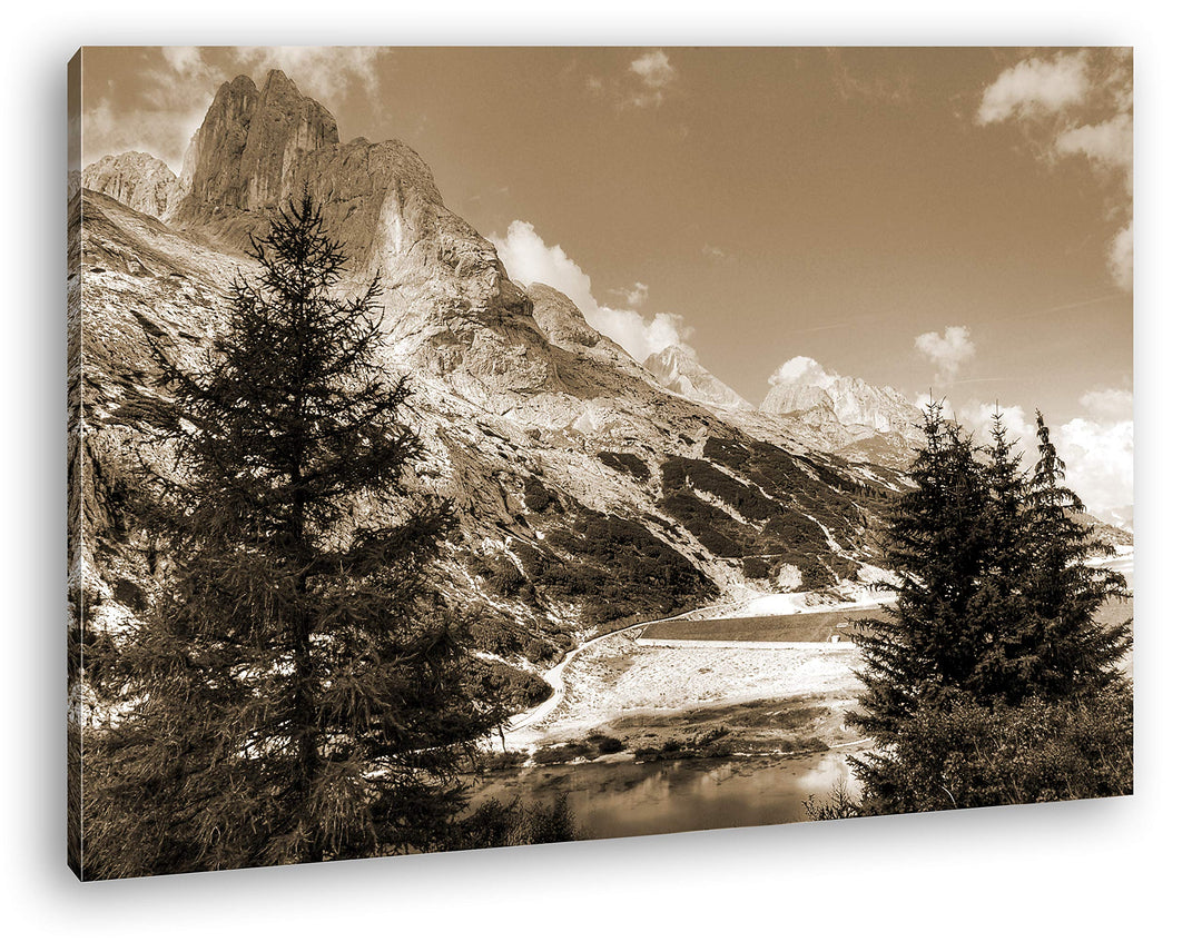 deyoli Berge in Südtirol Format: 60x40 Effekt: Sepia als Leinwandbild, Motiv fertig gerahmt auf Echt