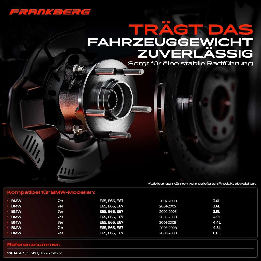 Frankberg 1x Radnabe Radlagersatz Vorderachse Links oder Rechts Kompatibel mit 7er E65 E66 E67 730 7