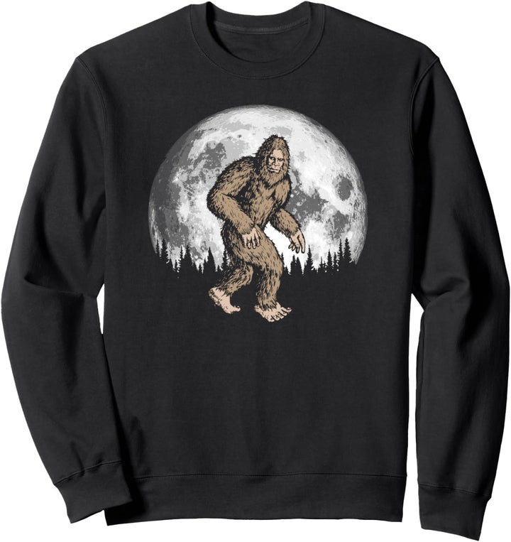 Retro Bigfoot Silhouette Moon Night Stroll Vintage Sasquatch Sweatshirt