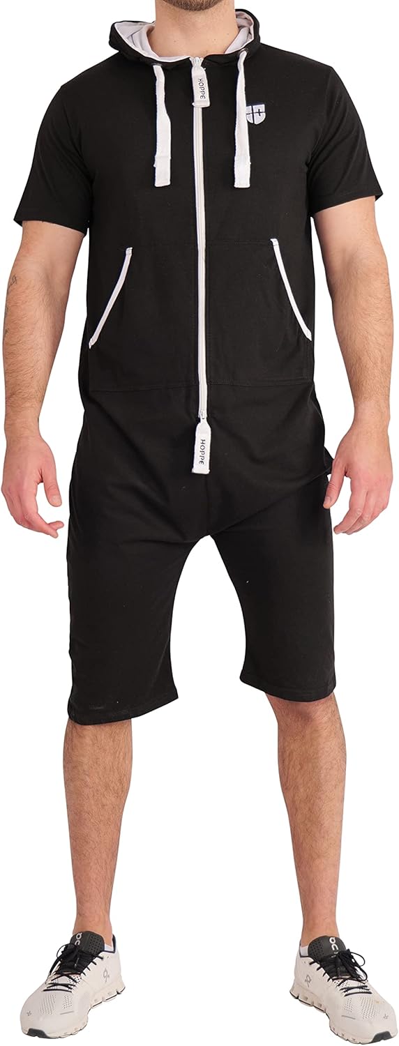 Gennadi Hoppe Herren Sommer Jumpsuit kurz S schwarz (black), S schwarz (black)